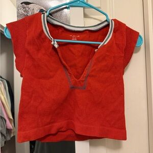 Urban Outfitters Red Knit Top with Blue Trim